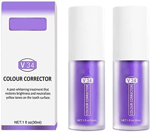 V34 Color Correction Teeth Whitening Sensitive Toothpaste, Teeth Whitening Toothpaste Teeth Whitening Enamel Care Toothpaste Stain Removal Whitening Toothpaste (2pcs Purple)