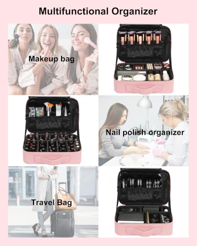 Image of Relavel Travel Makeup Train Case Makeup Cosmetic Case Organizer Portable Artist Storage Bag with Adjustable Dividers for Cosmetics Makeup Brushes Toiletry Jewelry Digital Accessories