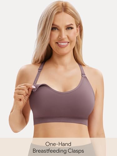 Angelhood Nursing Bras for Breastfeeding, Seamless Nursing Sports Bra Support Yoga Maternity Bras Pregnancy Sleep Bralette2