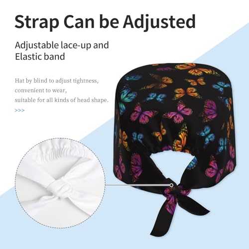 Image of Working Cap Scrub Cap with Sweatband Adjustable Unisex Women Tie Back Hat Nurse Surgical Caps