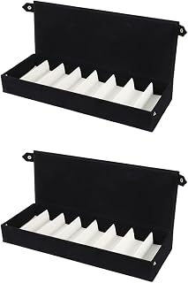 Oikabio 2 soportes para gafas de sol con 8 ranuras, estuche de almacenamiento para gafas de sol, bandeja de joyería, organizador unisex, color negro