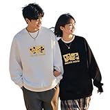 [YO!CHUSIS] [翌日配達]ディズニートレーナー ペアルック 親子服 カップル お揃い ミッキー ミニー カジュアル ゆったり カットソー スウェット 綿 袖 男女兼用 可愛い 長袖 トップスプルオーバー グッズ 結婚記念日 プレゼント (JP, アルファベット, L, ホワイト)