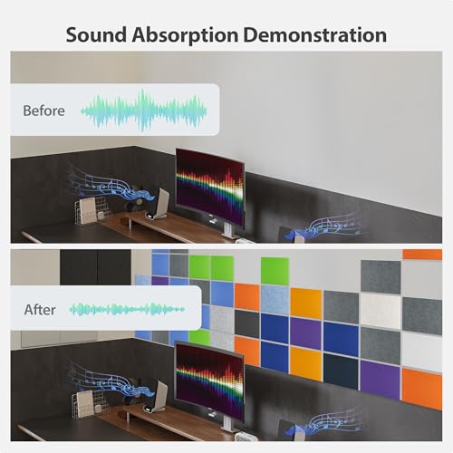 Image of 12 Pack Rectangle Acoustic Panels Self Adhesive Sound Proof Foam(Blue Gray)