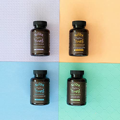 Saphira Hair Extensions Support Group Set | Daily Supplement, Leave-On Spray & Moisturizing Shampoo | Supports Strong Hair And Roots For Hair Extensions | #TOP6