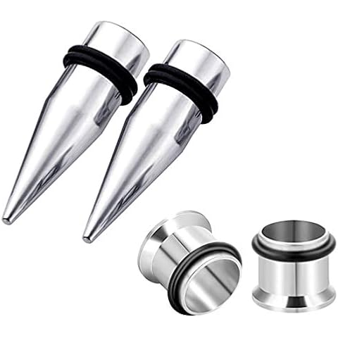 HEKEUOR 7/16" 11mm Tapers and 316L Steel Tunnels Ear Stretching Kit gauges Gauging with O-Ring Cover