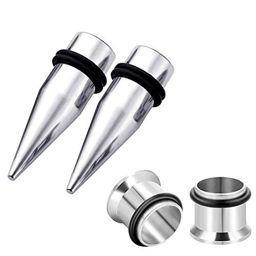 HEKEUOR 4 Piece 316l Steel Tapers and Tunnels Ear Stretching Kit Gauges Gauging Plugs Choose 1g 7/16 1/2 9/16 00g-14g