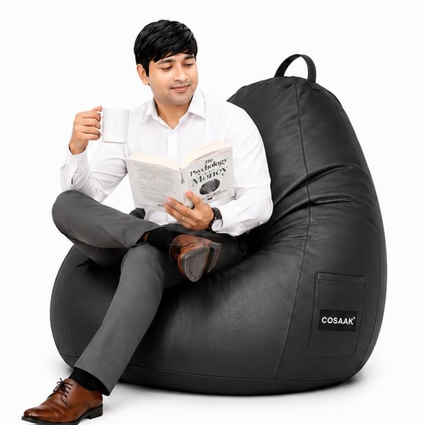 COSAAK - XXL Inflatable Bean Bag Chair, Teardrop Style, Comfortable Without Bean Bag Cover, use Living Room Lounge Seat, Indoor Floor Cushion for Adults (Black, XXL, Solid)-image-41