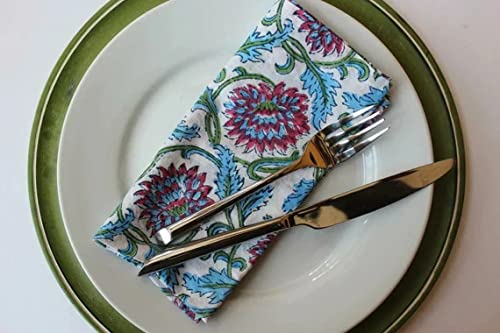 Reynosohomedecor MIX-10 Cotton Cloth Napkins Set Of 10 Hand Block Printed Size 16 X 16 Kitchen Dining Room Table thumb #3