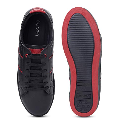 Image of eeken Black /Red Lifestyle Lightweight Casual Shoes for Men (by Paragon,Size-6)