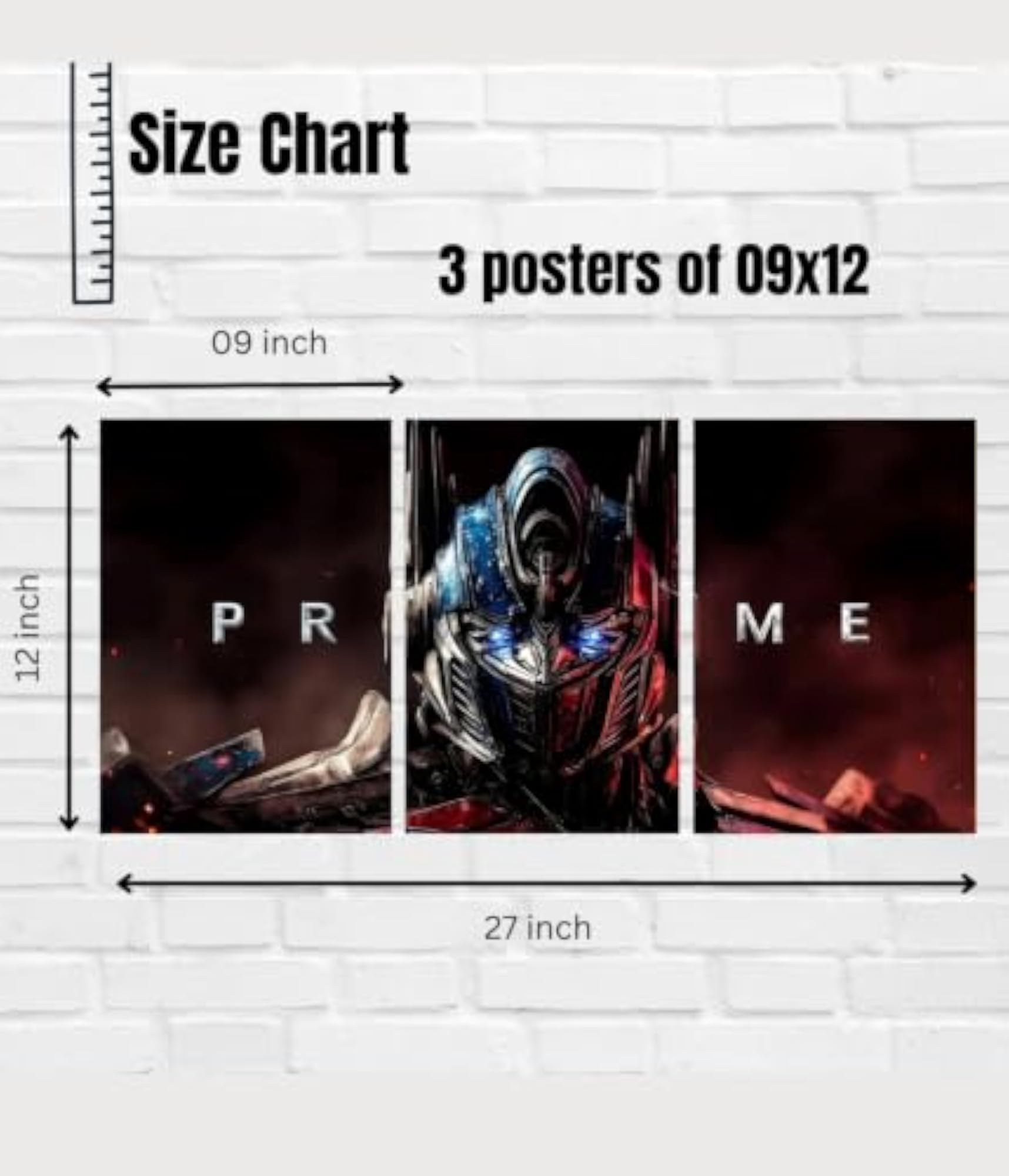 Optimus Prime Wall Poster, A4 Size Split Panel Design