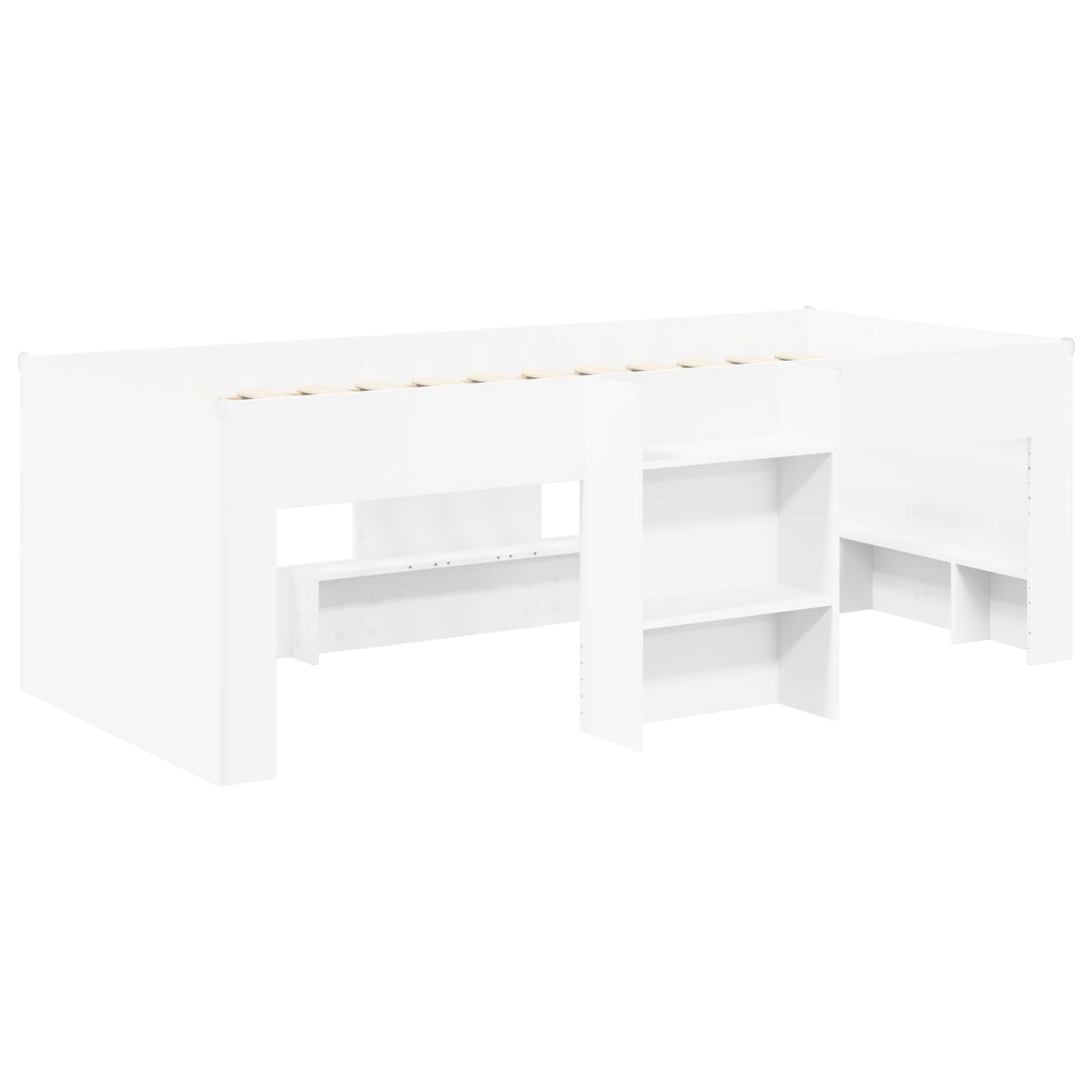 Estructura de cama de 100 x 200 cm con túnel, marco de cama de madera moderna para habitación juvenil y habitación de invitados, juego de 3 piezas, color blanco y azul claro