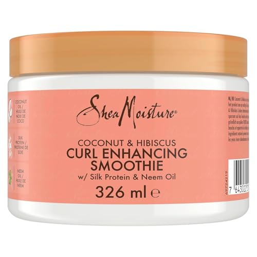 SheaMoisture Balsamo Leave-In Curl Enhancer Smoothie con Cocco e Ibisco - Balsamo per capelli ricci e corposi - Crema modellante con olio di cocco e burro di karité, senza solfati - 1 x 326 ml