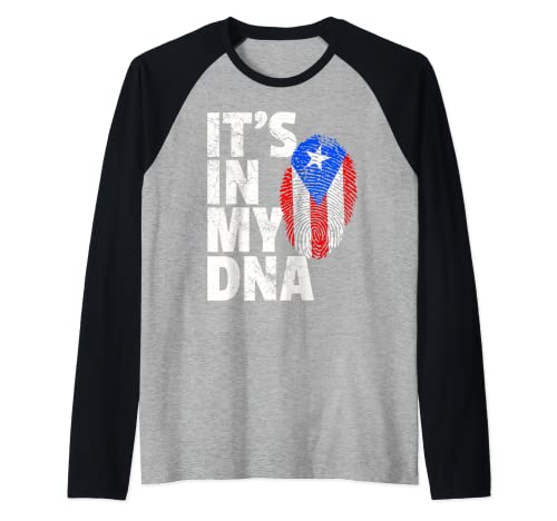 IT'S IN MY DNA Puerto Rico Rican Flag T Shirt Gift Men Women Raglan Baseball Tee