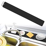 Alovez Abtropfmatte Schmal, 70 x 9,8 x0,28 cm Silikon Abtropfmatte, Silikon Abtropfmatte Küche Abtropfmatte für Glasbecher, Trinkglas, Schneidebrette, Schwarz
