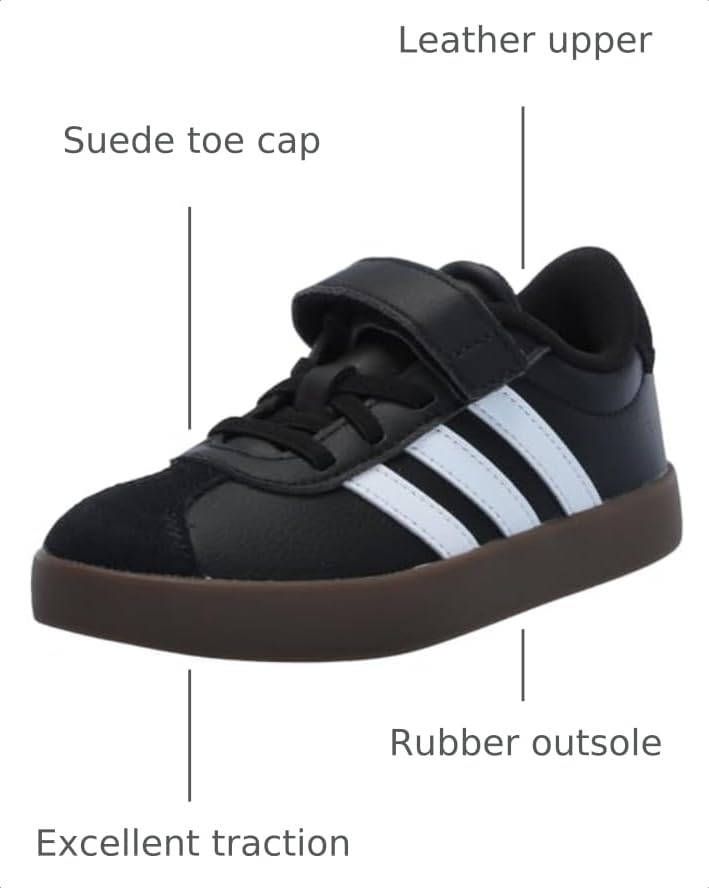 Image of adidas Unisex-Kids VL Court 3.0 Elastic Lace, Black /White /Black, 3
