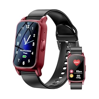 Fajocru Fall Detection Smart Watch for Seniors with GPS Tracking, SOS Alert & HD Video Call, Waterproof Fitness Tracker for Dementia/Alzheimer’s, 4G Safety (Modern, Red)