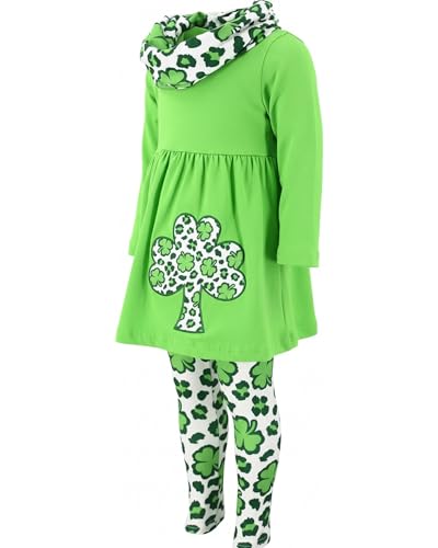 Image of Unique Baby Girls Kids Toddler 3pc Outfit Set Long Sleeve Lightweight Tunic Top Leggings and Scarf