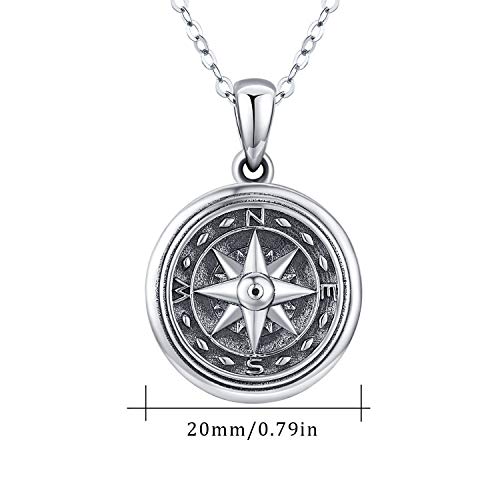 Medaillon Halskette Sterling Silber Kompass Foto Medaillon Memory Anhänger Halskette für Frauen Männer Mädchen - 18 \+ 2\ Silberkette …