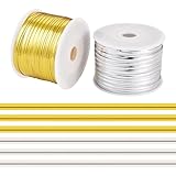 Craftora 200 Yards Gold Silver Metallic Twist Ties for Bread Cookie Candy Bags, 4mm Christmas Garland Ties Decorative Tie for Xmas Halloween Party Favor Cake Present Art Craft