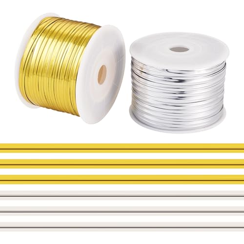 Craftora 200 Yards Gold Silver Metallic Twist Ties for Bread Cookie Candy Bags, 4mm Christmas Garland Ties Decorative Tie for Xmas Halloween Party Favor Cake Present Art Craft