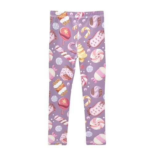 Cute Candy Purple Girls Leggings Soft Stretch Workout Yoga Dance Pants for Kids Casual Tights2