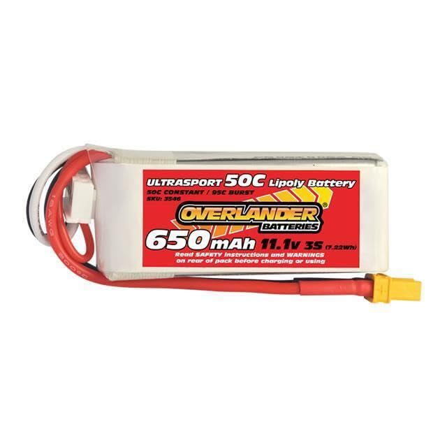 Overlander Ultrasport 650mAh 11.1v 3S 50C LiPo Battery with XT30 Connector