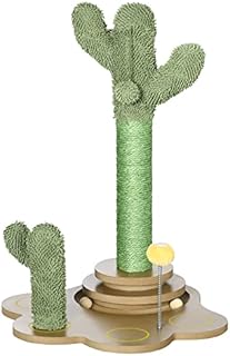 PawHut 60cm Cactus Cat Tree, Kitty Activity Centre Chenille Cat Tower w/ Interactive Toy Balls, Sisal Scratching Posts - Green