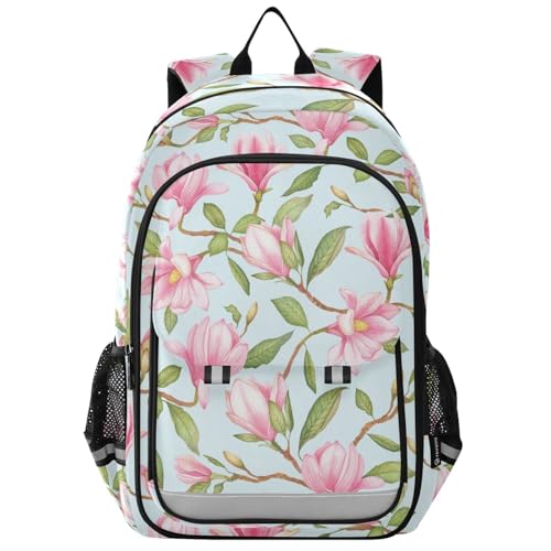 Sac à dos fleurs de magnolia rose pour voyage quotidien et déplacements décontractés des jeunes