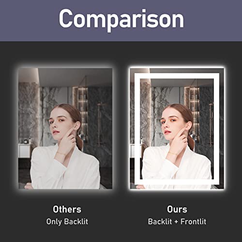 Kingdalai Led Mirror For Bathroom 36 X 28, Lighted Vanity Mirror With Lights For Wall With Anti Fog, Stepless Dimmable, Memory Function (Backlit + Front Lights) #TOP4