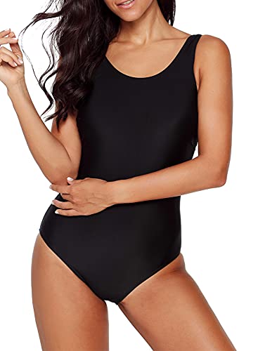 Jusfoouo Damen Badeanzug Einteiliger Bauchweg Swimmsuit Sport Bademode Sexy Push Up Badeanzug Strandmode Sommer Schwarz S Cover