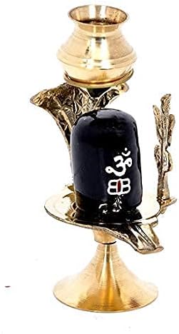 CraftsofIndia® Shiva Lingam Shivling Statue with Sheshnag Trishul and Matki Used for Hindu Festive Puja Pooja Temple Sculpture (4” Inches)