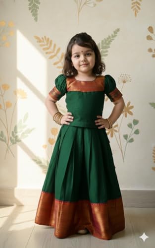 Image of Kids Girl Ethnic Silk Pattu Lehenga Choli for Traditional Indian Wear | Premium Silk Ethnic Dress | Ready-to-Wear Kids Lehenga Choli Set