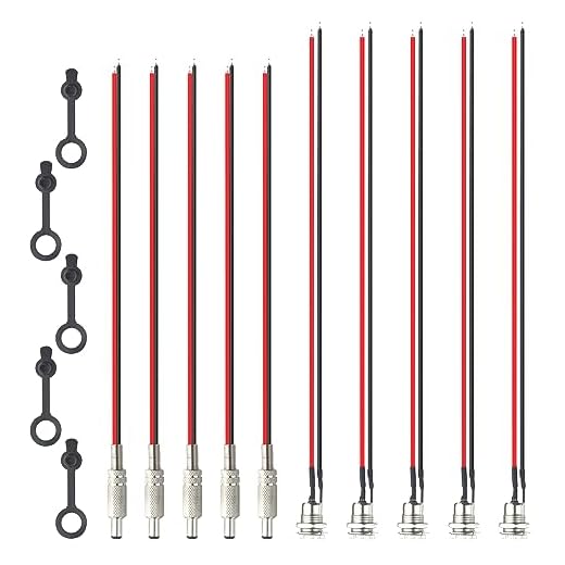 XINGYHENG 10PCS(5Pairs) 5 Sets 5.5 x 2.1 mm DC Power Jack Socket Female Threaded Barrel Jack Panel Mount Connector with Pre-soldered Wires and Cover Cap for MP3 Phone Audio Video CCTV