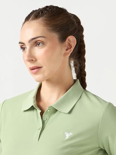 Image of TECHNOSPORT Womens Polyester Slim Fit Solid Half Sleeve Polo Matpiq T-Shirt with Techno Dry, Anti Static for Regular Use
