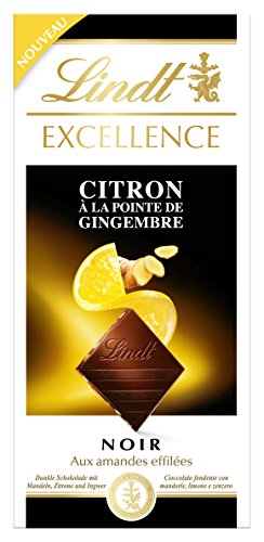 Lindt Excellence - Limón con punta de jengibre (100 g), color negro