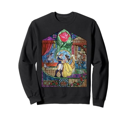 Disney Beauty And The Beast Belle And Bestia Stained Glass Sudadera