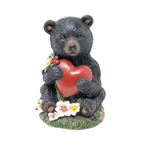 BestGiftEver Black Bear Figurine with Heart - Cute Animal Decor Statue - Charming Wildlife Collectible - Nature Lover Gift - Perfect Animal Figurine for Home Decor and Gift for Wildlife Lovers