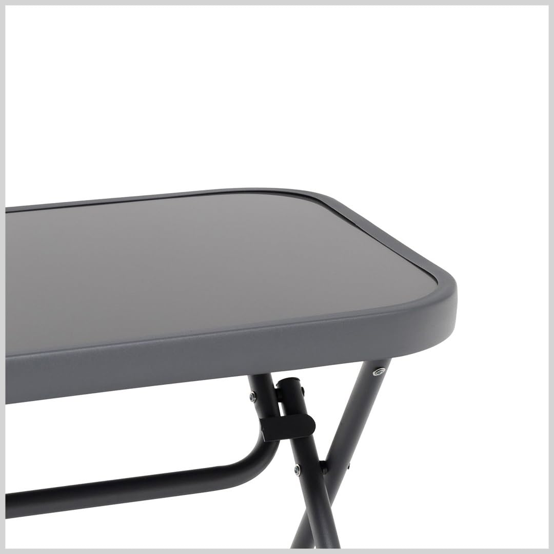 798107 Set 4 Pezzi Salotto Pieghevole, Divano e 2 Poltrone Compreso di Cuscini, Tavolo con Top Vetro 60x40 cm, Salottino per Terrazzo Balcone Giardino Molto Comodo ALTA QUALITA'