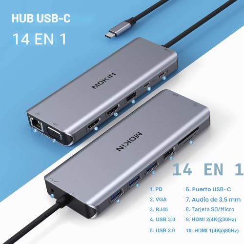 Estación de acoplamiento USB C multipuerto con lector de tarjetas SD y TF para creativos 2