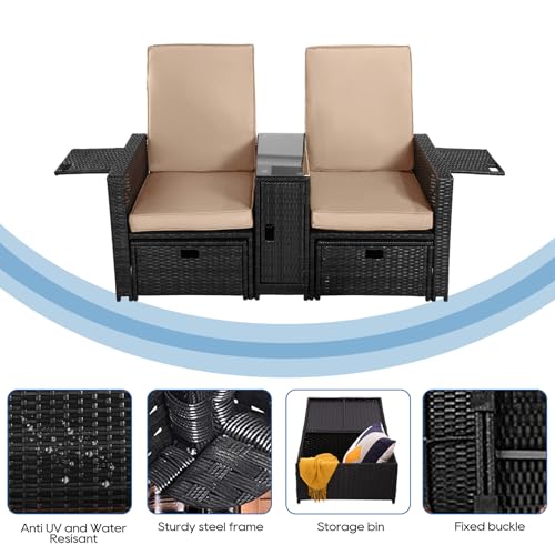 Vuyuyu UPC 5Pcs Outdoor Wicker Chaise Lounge Chair - Rattan Adjustable Reclining Patio Lounge Chair thumb #3