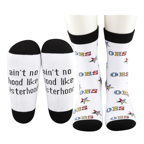 MBMSO OES Socks Order of the Eastern Star Gifts for Women Sorority Sister Gifts 2 Pairs Ain't No Hood Like Sisterhood Socks2