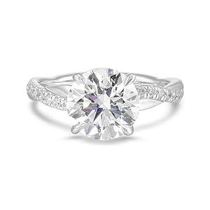 IGI Certified 3 1/4 Carat Lab Grown Diamond Engagement Ring for Women – 14k White Gold Twisted Band Ring for Her (G-H, VS1-VS2, 3.26 cttw) Wedding Promise Anniversary Ring Size 7