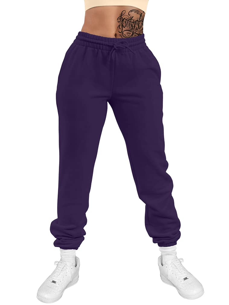 GOKATOSAU Women's Sexy Lounge Stretch Casual Jogger Drawstring Sweatpants with Pockets - Purple - Medium