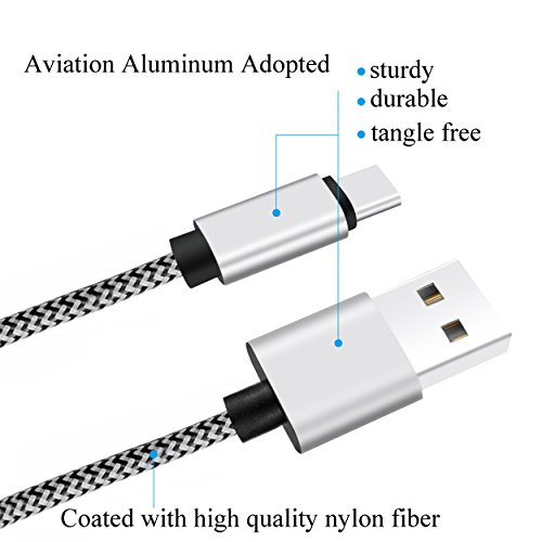 Ailun Usb Type C Cable 6Ft 3Pack High Speed Type C To Usb A Sync Charging Nylon Braided Cable For Galaxy S22/S22+/S22Ultra,Galaxy S21 5G,Galaxy S20 Smartphone Tablets Silver Blackgrey Not Micro Usb #TOP1