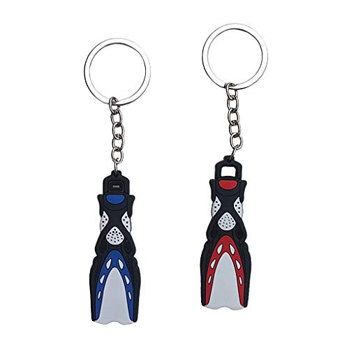 Toygogo Mini Flossen Schlüsselanhänger Taschenanhänger Taucher Geschenk - 2pcs Blau + Rot Cover
