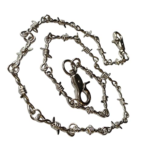 VALICLUD Stainless Steel Punk Necklace, Wallet Chain for Men & Women, Barbed Wire Design, Gothic Fashion Accessory