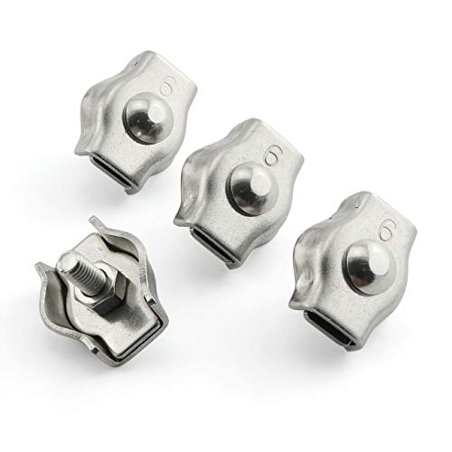 Jcbiz 4Pcs M6 1-Post Wire Rope Clip Stainless Steel Wire Rope Clips Fixing Simplex Wire Rope Clip Cable Clamp Caliper #TOP28