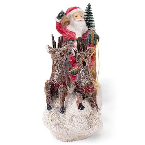 Transpac Y3954 Imports Reindeer Santa Sleigh Figurine, 14.5-Inch Length, Resin, Multicolor #TOP1