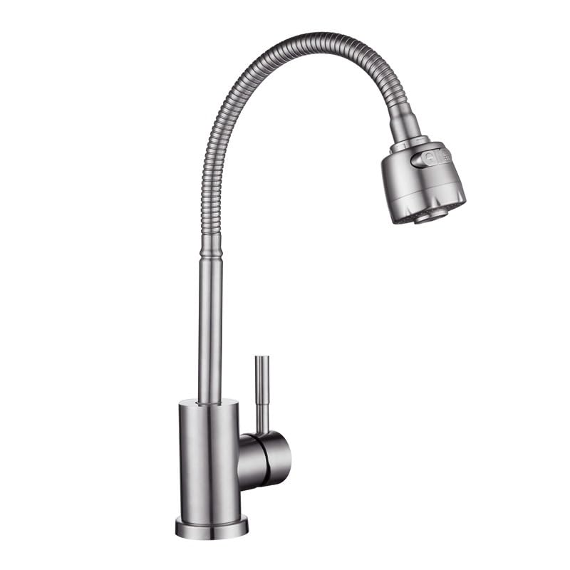 Mélangeur flexible évier acier inoxydable brossé eau chaude et froide cuisine