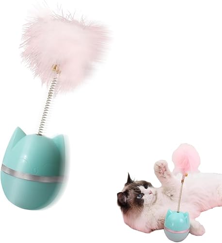 Miniatura 1 de Juguete de plumas para gatos, vaso de 360, con plumas y campanas coloridas para atraer la atención de tu gato (verde)